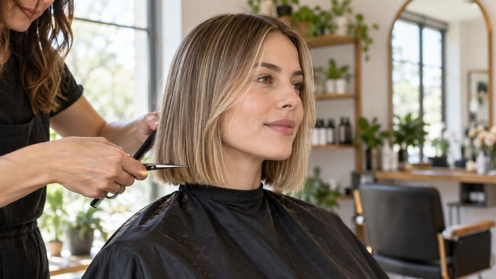 Soft bob hairstyle with movement for fine hair