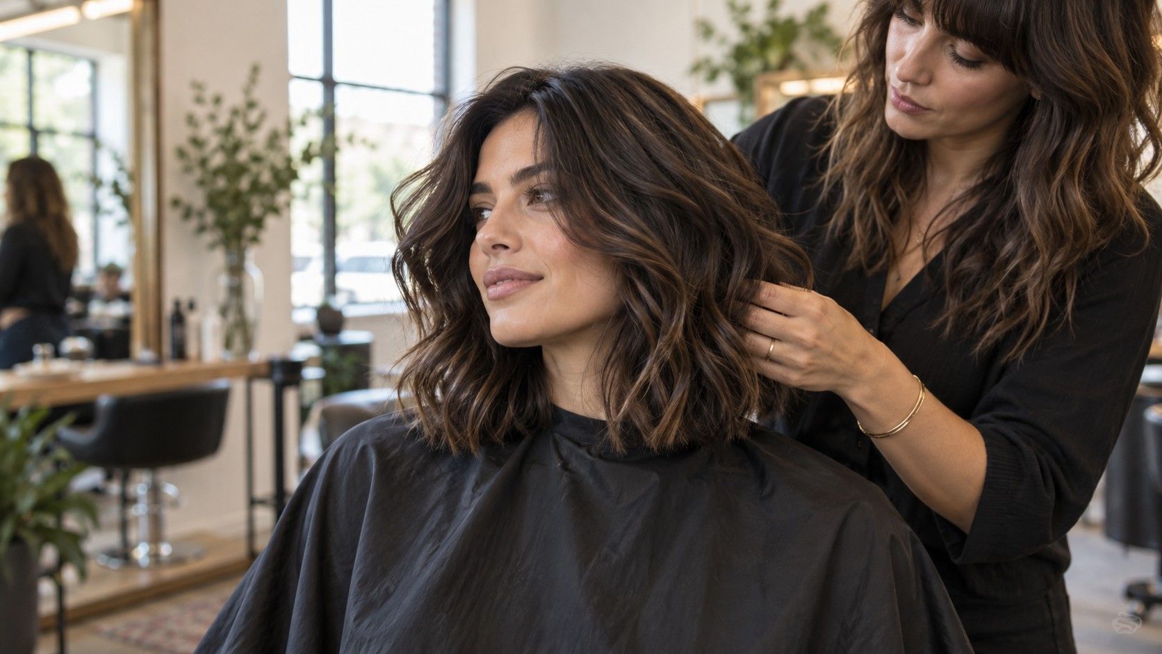 Layered medium haircut that shapes thick hair