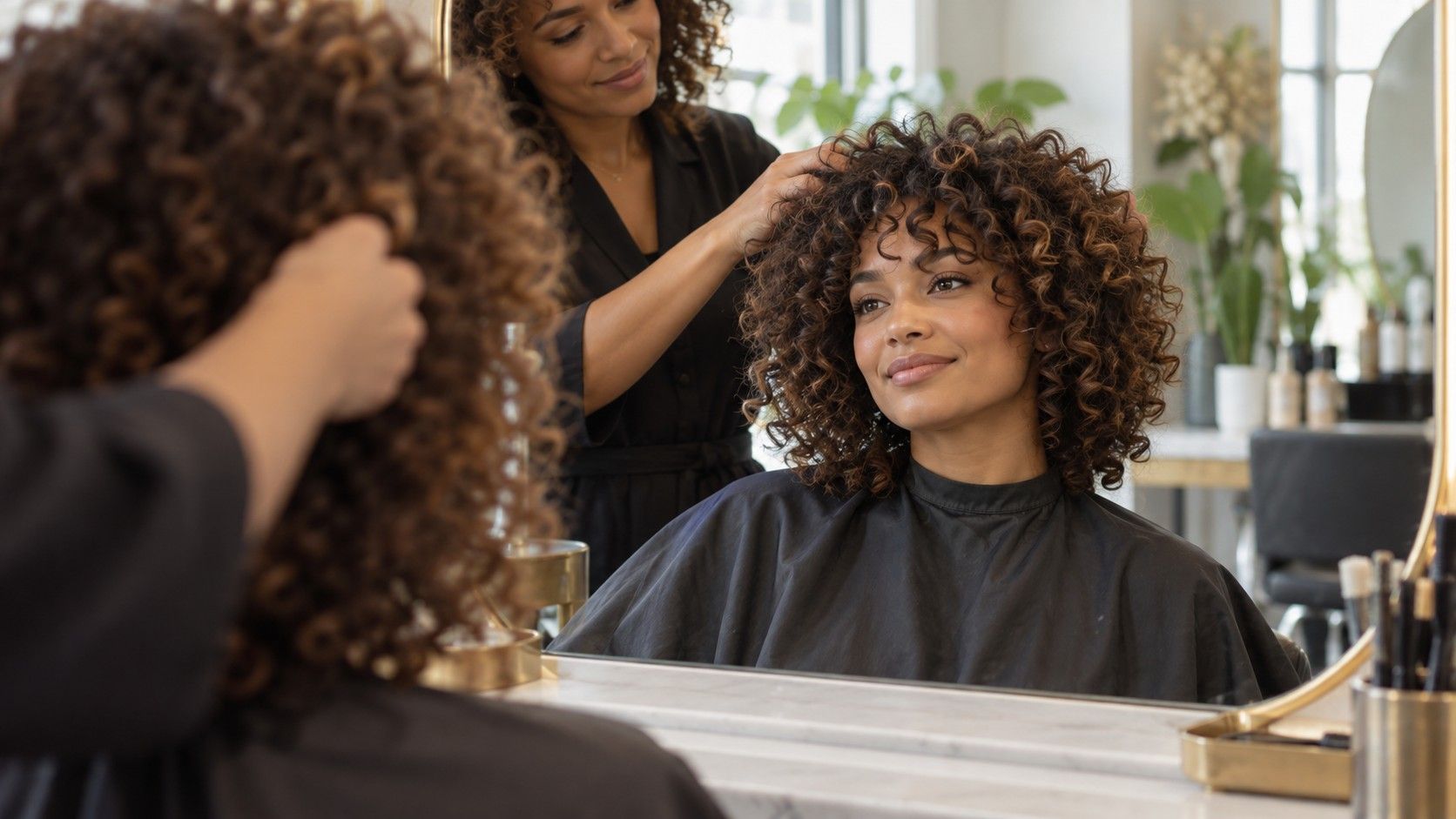 Natural layered curly hairstyle with defined curl pattern